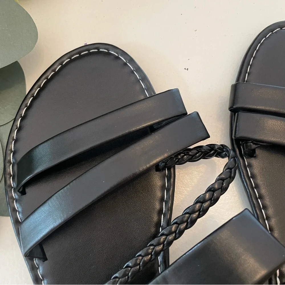 Braided Strap Slip On Sandals